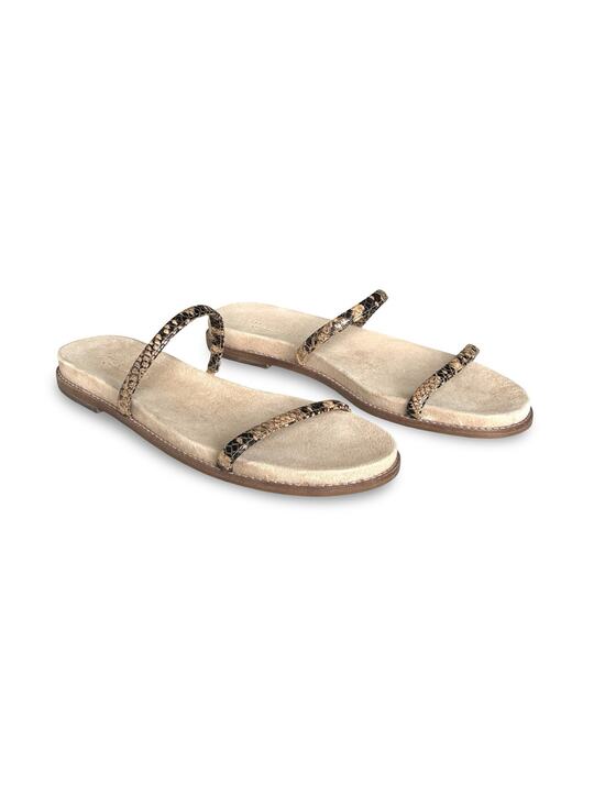 Madewell Shoes - Madewell Bare Slide Sandals Size 8.5 Tan & Brown Snake Skin Pattern Flats